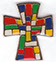 Cross shape is formed by colorful mosaic pieces.
